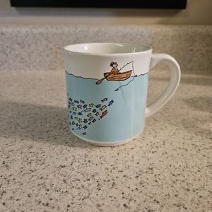 Recycled Paper Products vintage "Dreams can come true" fishing coffee mug